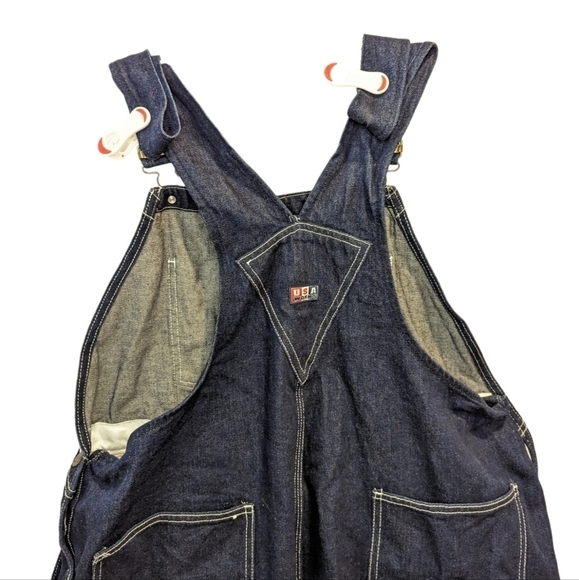 Vintage USA WORKS denim overalls 50x32 - Picture 5 of 9